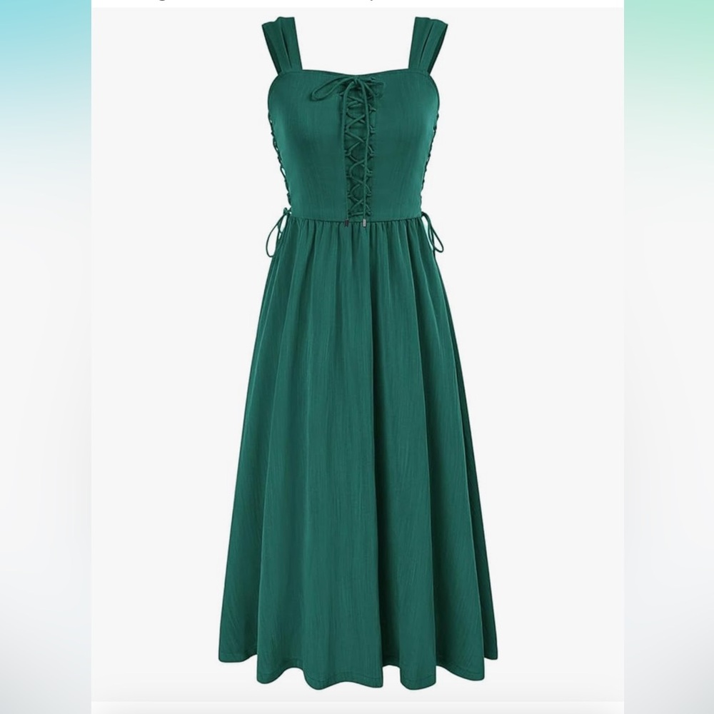 Cottagecore Sleeveless Lace Up Dress